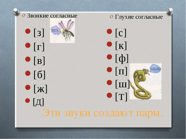 Презентация парные звонкие и глухие согласные 1 класс школа россии