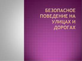 Безопасное поведение на улицах и дорогах