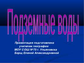 Подземные воды