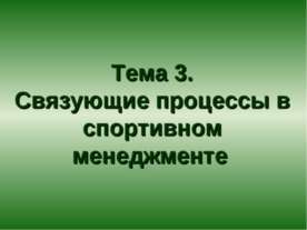 Связующие процессы в спортивном менеджменте