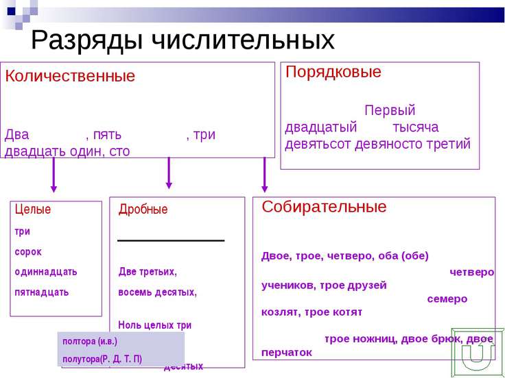 Укажите имена числительные