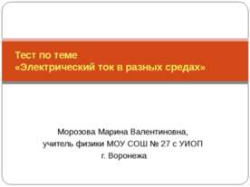 Тест по теме «Электрический ток в разных средах»