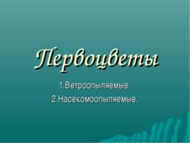 Первоцветы. Ветроопыляемые. Насекомоопыляемые