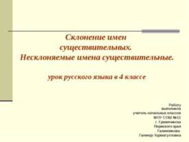 Склонение имен существительных. Несклоняемые имена существительные