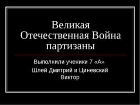 Великая Отечественная Война партизаны