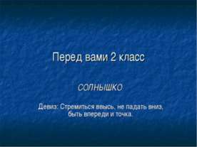 Перед вами 2 класс "Солнышко"