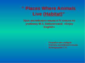 Places Where Animals Live (Habitat)