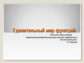 Удивительный мир функций