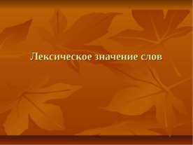 Лексическое значение слов