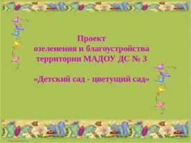 Проект озеленения и благоустройства территории МАДОУ ДС № 3 «Детский сад - цв...