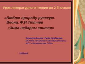 Люблю природу русскую. Весна. Ф.И.Тютчев «Зима недаром злится»
