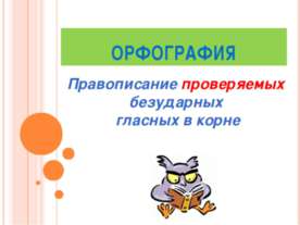 Правописание проверяемых безударных гласных в корне