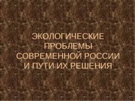 Экологические проблемы современной России и пути их решения
