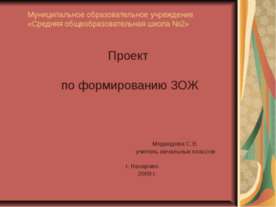 Проект по формированию ЗОЖ