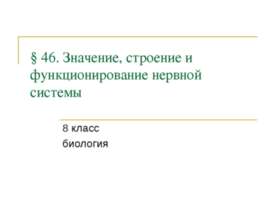 Значение, строение и функционирование нервной системы 8 класс