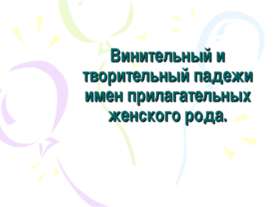Винительный и творительный падежи имен прилагательных женского рода