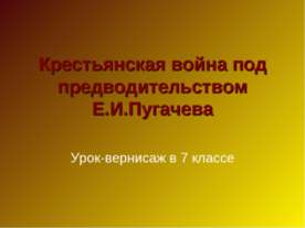 Крестьянская война под предводительством Е.И.Пугачева
