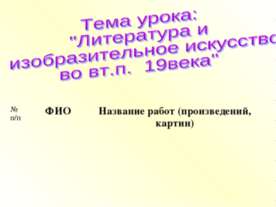 Литература и изобразительное искусство во вт.п. 19века