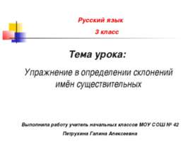 Упражнение в определении склонений имён существительных