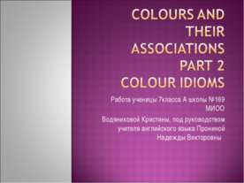 Colours and their Association Part 2 colour idioms