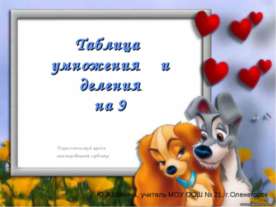 Таблица умножения и деления на 9