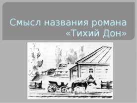 Смысл названия романа «Тихий Дон»