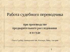 Работа судебного переводчика при производстве предварительного расследования ...