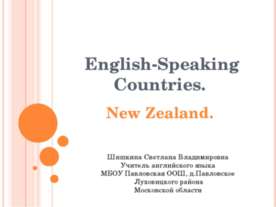 English-Speaking Countries. New Zealand