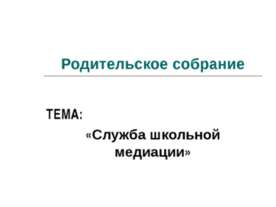 Служба школьной медиации