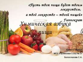 Химическая азбука пищи