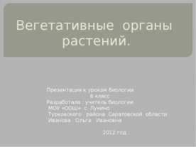 Вегетативные органы растений 6 класс