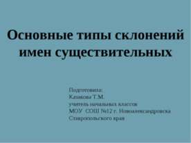 Основные типы склонений имен существительных