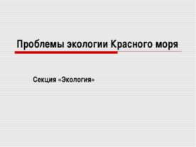 Проблемы экологии Красного моря
