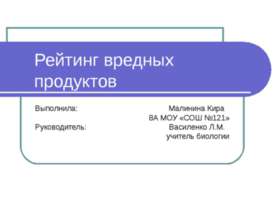 Рейтинг вредных продуктов