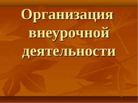 Организация внеурочной деятельности