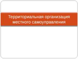 Территориальная организация местного самоуправления