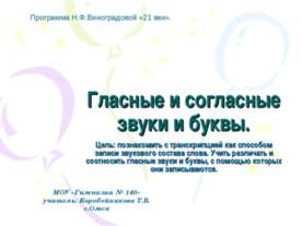 Гласные и согласные звуки и буквы