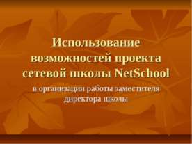Использование возможностей проекта сетевой школы NetSchool