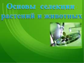 Основы селекции растений и животных