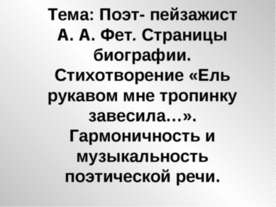 Поэт- пейзажист А. А. Фет