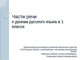 Части речи к урокам русского языка в 1 классе