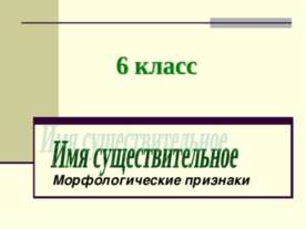 Имя существительное Морфологические признаки