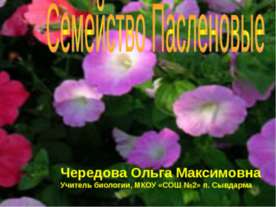 Семейство Пасленовые