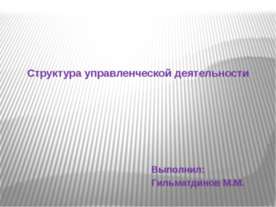 Структура управленческой деятельности