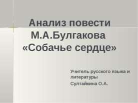Анализ повести М.А.Булгакова «Собачье сердце»