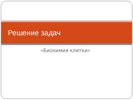 Решение задач «Биохимия клетки»