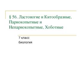 Ластоногие и Китообразные, Парнокопытные и Непарнокопытные, Хоботные