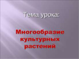 Многообразие культурных растений