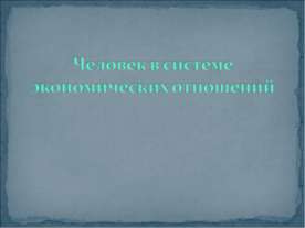 Человек в системе экономических отношений