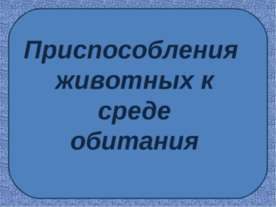 Приспособления животных к среде обитания